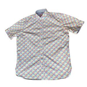 Luchiano Visconti Men's Geometric Print Short Sleeve Shirt Size L Colorful
